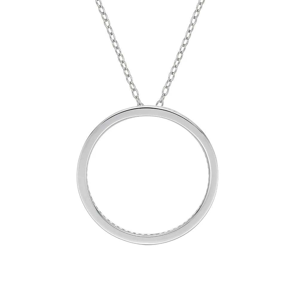 Circle of Life Unique Edge Set Pendant in White Gold