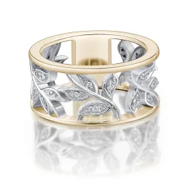 Floral Ring in Yellow Gold with White Gold Setting