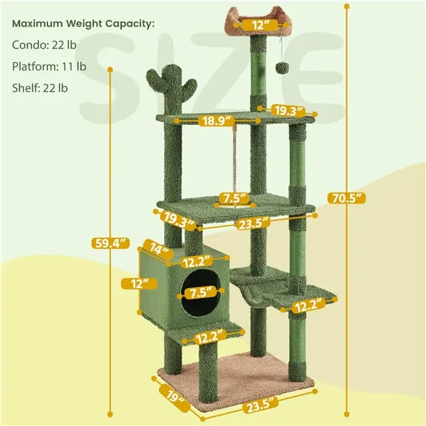 Yaheetech Cactus Cat Tree 70.5in